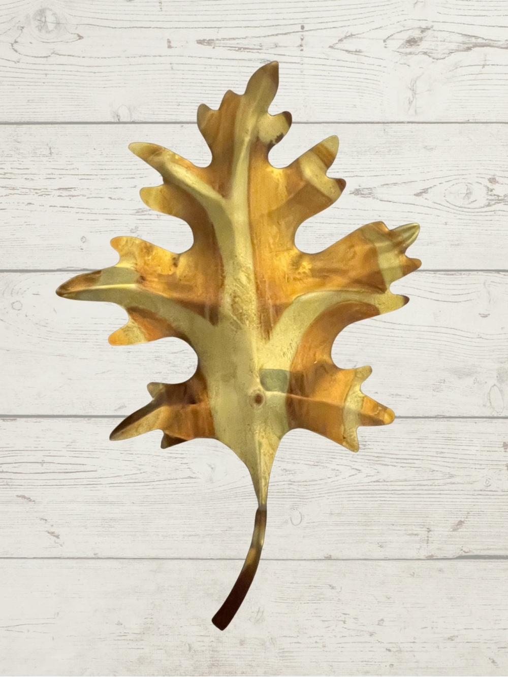 Vintage Set of 3 MCM Brass Oak Leaf Wall Art Hanging 3D Metal Plaques 8"x5" - Picture 3 of 9